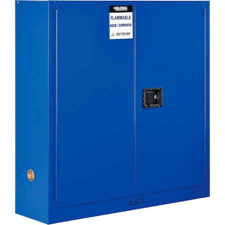 Global Industrial Acid Corrosive Cabinet, 44 gal, Steel, 43 in W x 44 in H x 12 in D, Blue 316065
